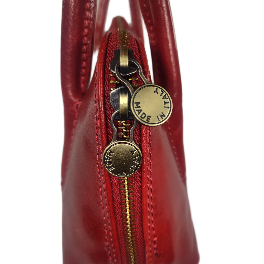 Charlie Leather Caterina Rich Red Double Handle Small Shoulder Bag -NWT - Picture 7 of 13